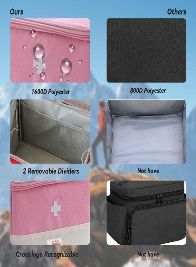 XPAPOV Travel Medicine Bag Organizer, Medical Bag Empty for First Responder Storage, Emergency Medical for Home, Travel, Camping, Car, Hiking & Outdoor Emergencies (Pink) - Image 5